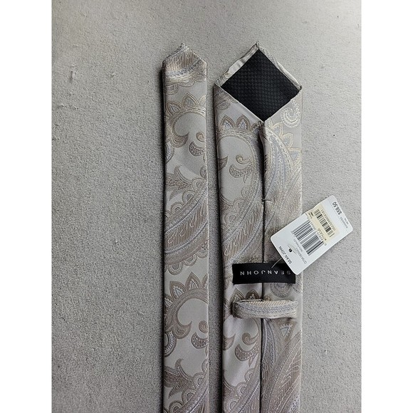 NEW - Sean John Rich Paisley Silk Neck Tie Metallic Silver Jaquard NWT $59.50 - Picture 9 of 11